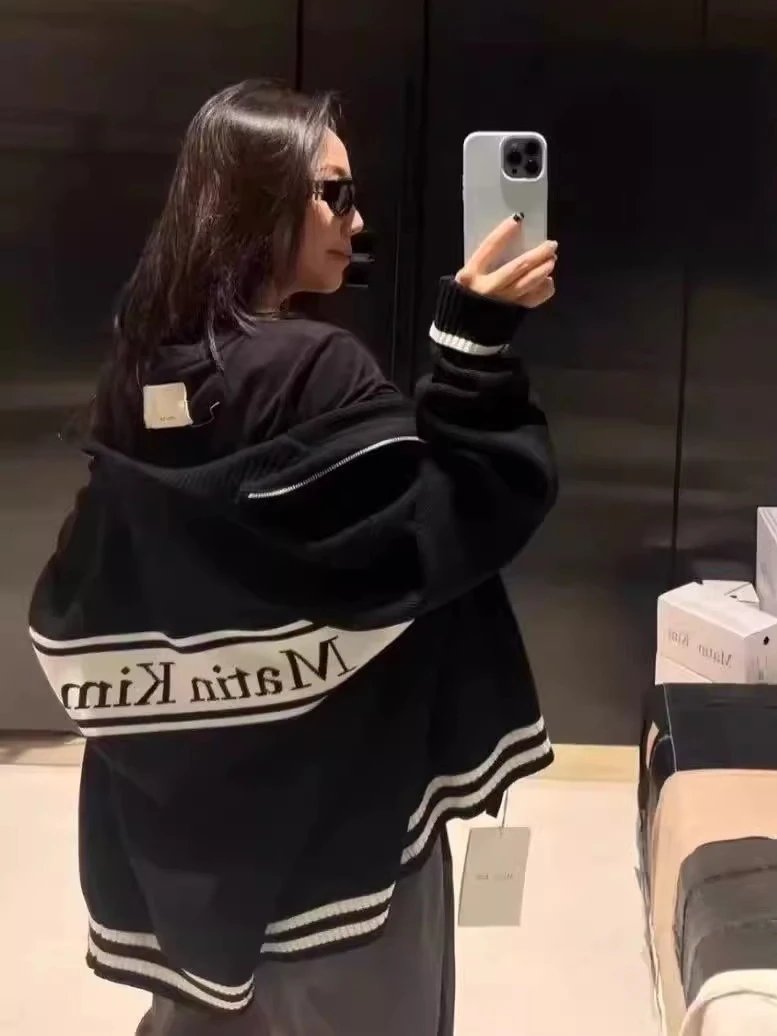 Matin Kim Logo Stripe Turtleneck Sweater Black - 59