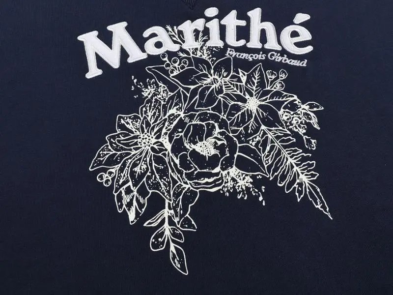 Marithé + François Girbaud Floral Print Navy Hoodie - 8