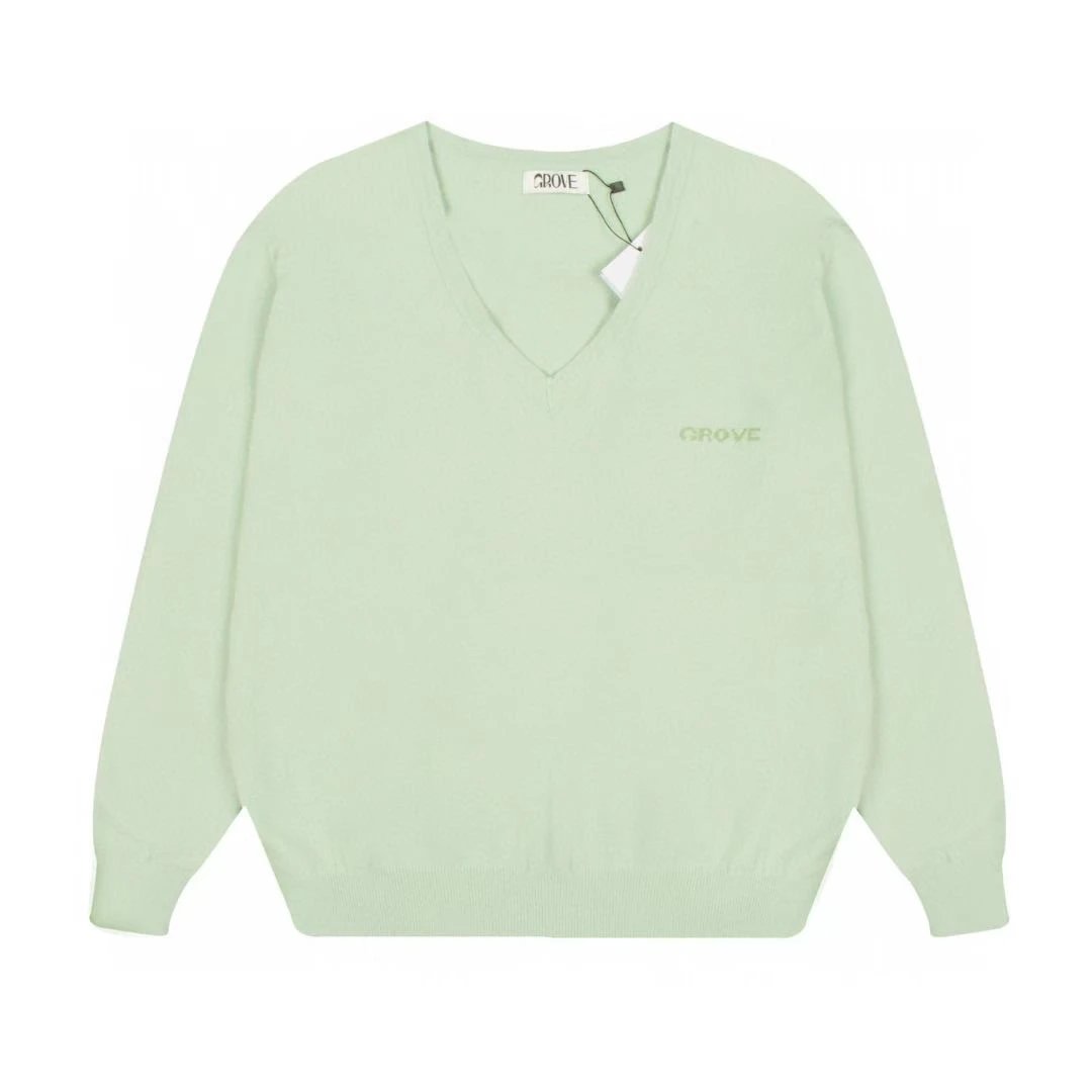 Grove V-Neck Knit Sweater Light Blue - 10