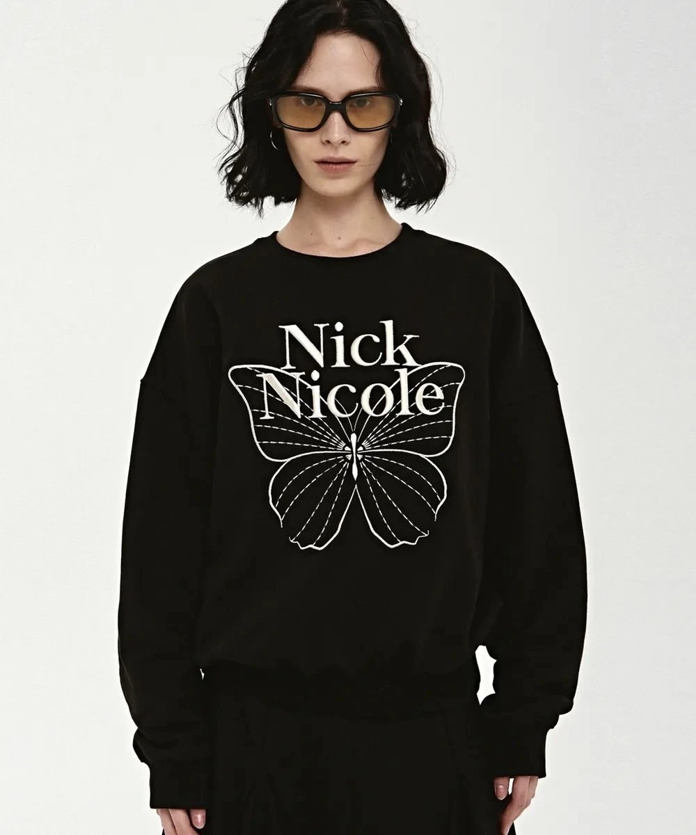 Nick Nicole Butterfly Graphic Sweatshirt Black - 83