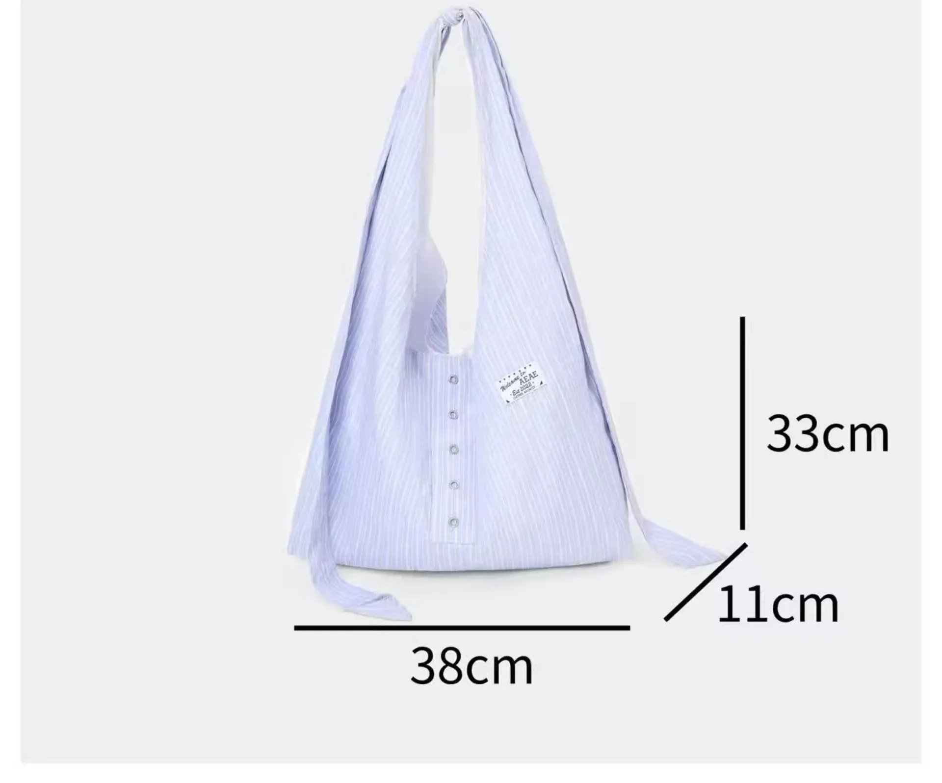 Saint Tears Shirt-Repurposed Striped Hobo Bag Blue - 3