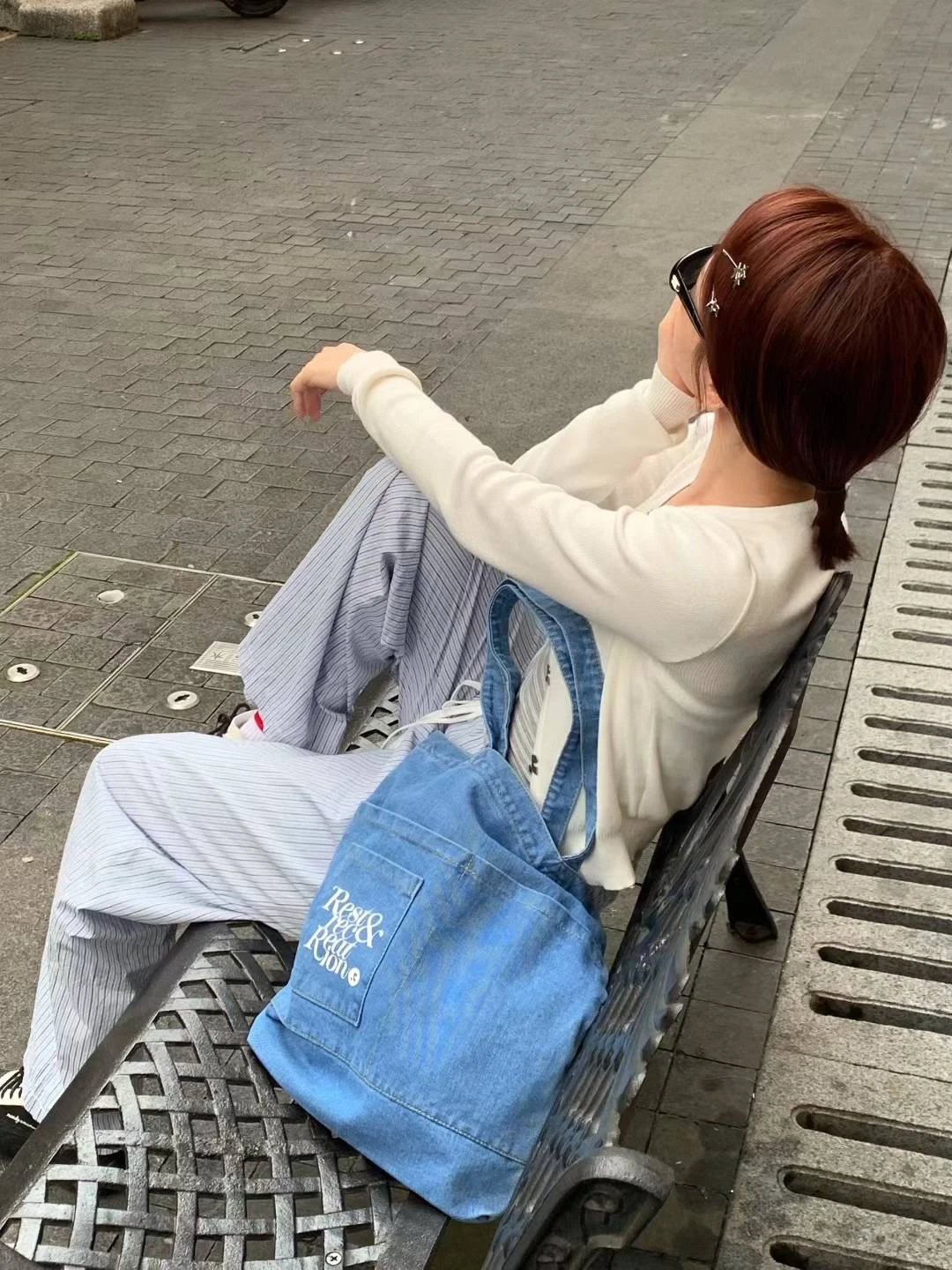 Rest & Recreation Denim Tote Bag Navy - 18
