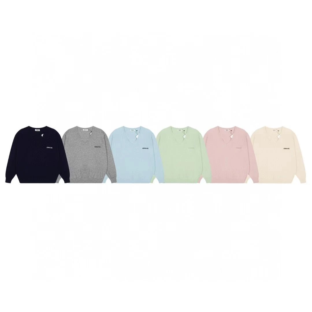 Grove V-Neck Knit Sweater Light Blue - 4