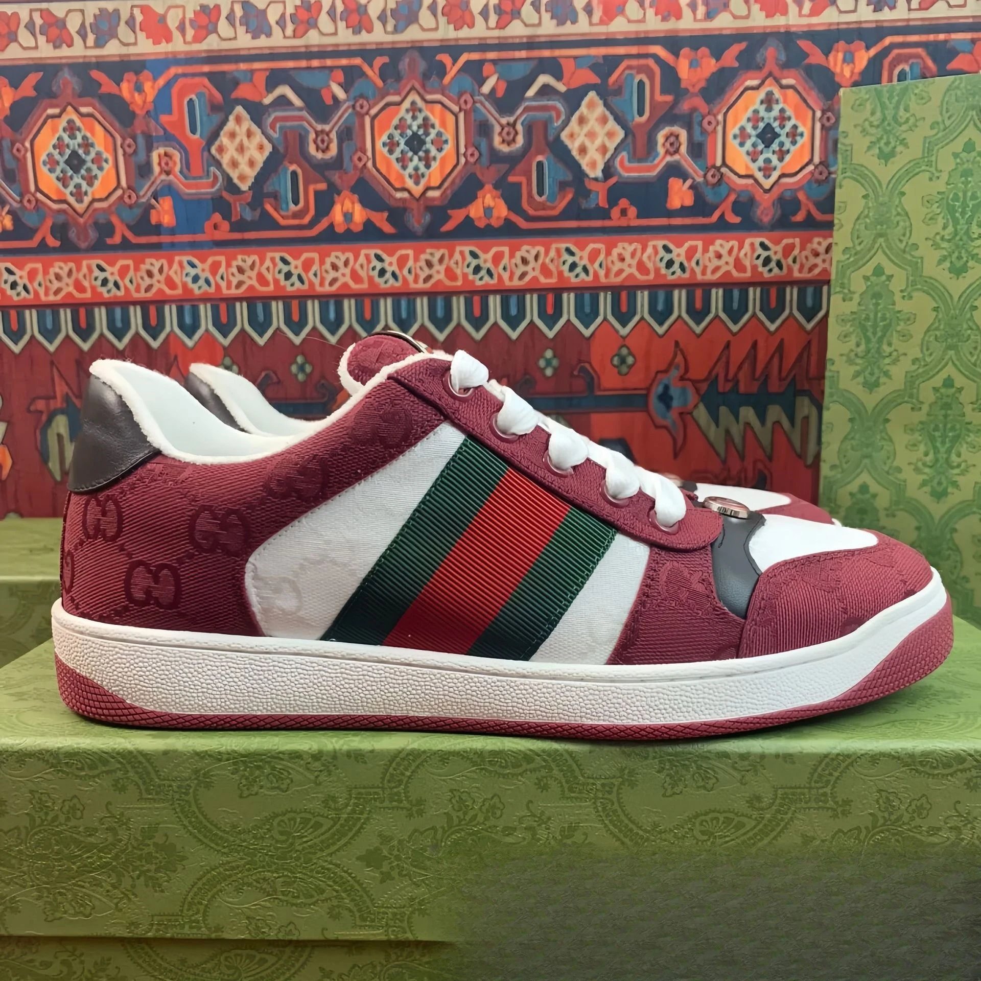 Gucci Ace Sneakers Black with Web Stripe and GG Monogram - 23