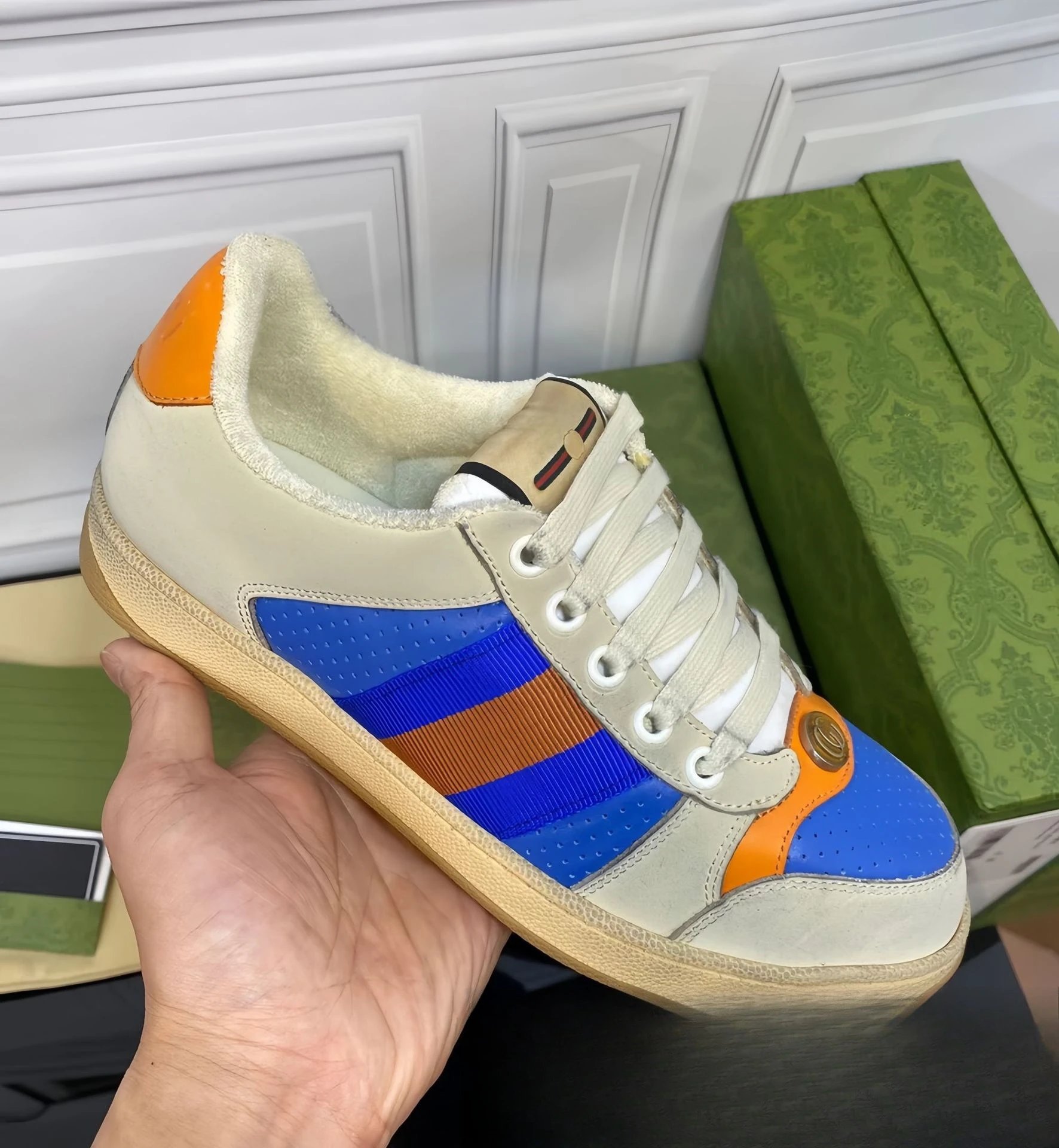 Gucci Ace Sneakers Black with Web Stripe and GG Monogram - 33