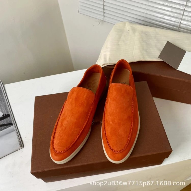 Design Suede Loafers Dusty Rose Casual Shoes - 4