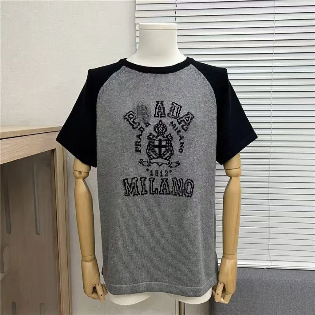 Prada Milano 1913 Raglan T-Shirt Gray/Black - 5