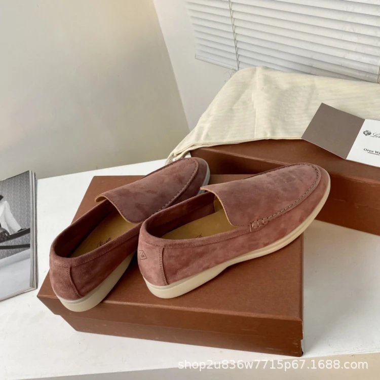 Design Suede Loafers Dusty Rose Casual Shoes - 28