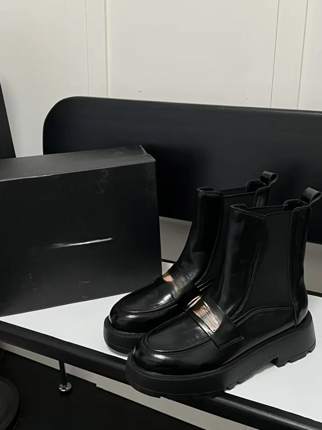 Miu Boots Ankle with Lug Sole and Metal Buckle product detail image 2