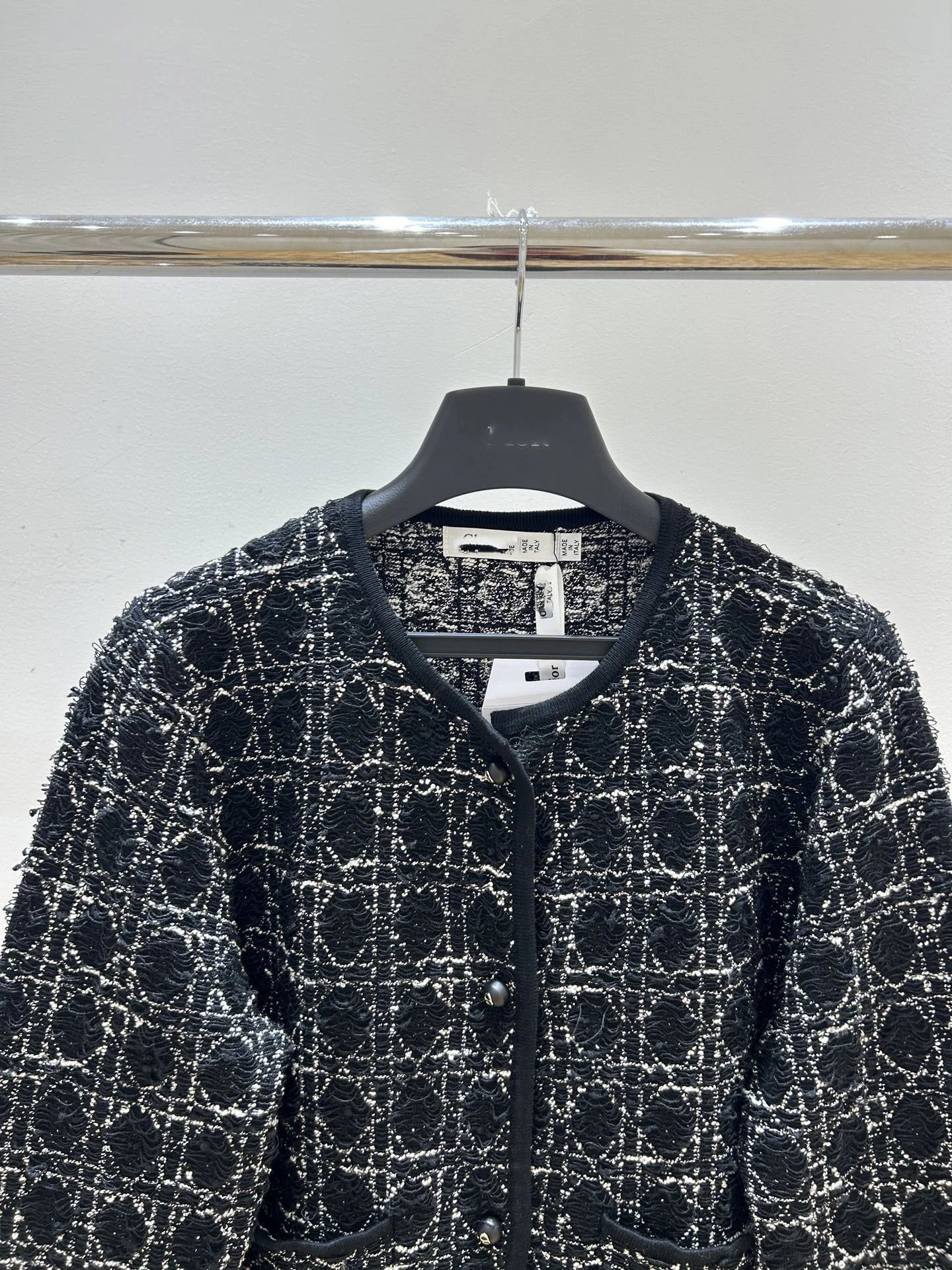 Dior Oblique Tweed Fringe Jacket Black Multicolor Outerwear - 7