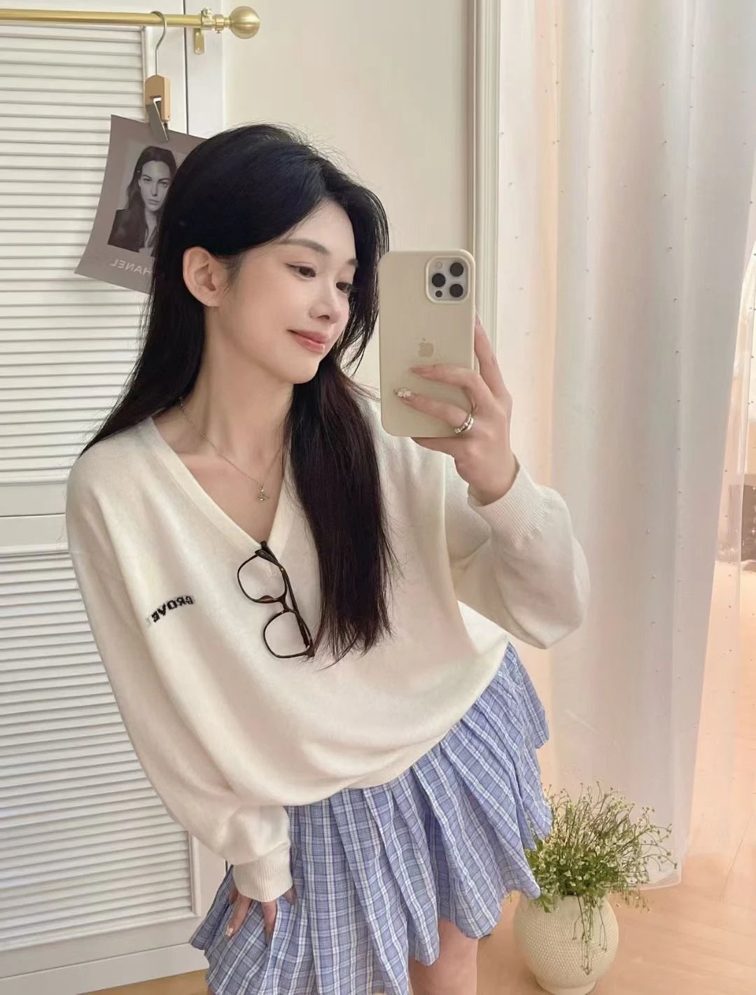 Grove V-Neck Knit Sweater Light Blue - 20