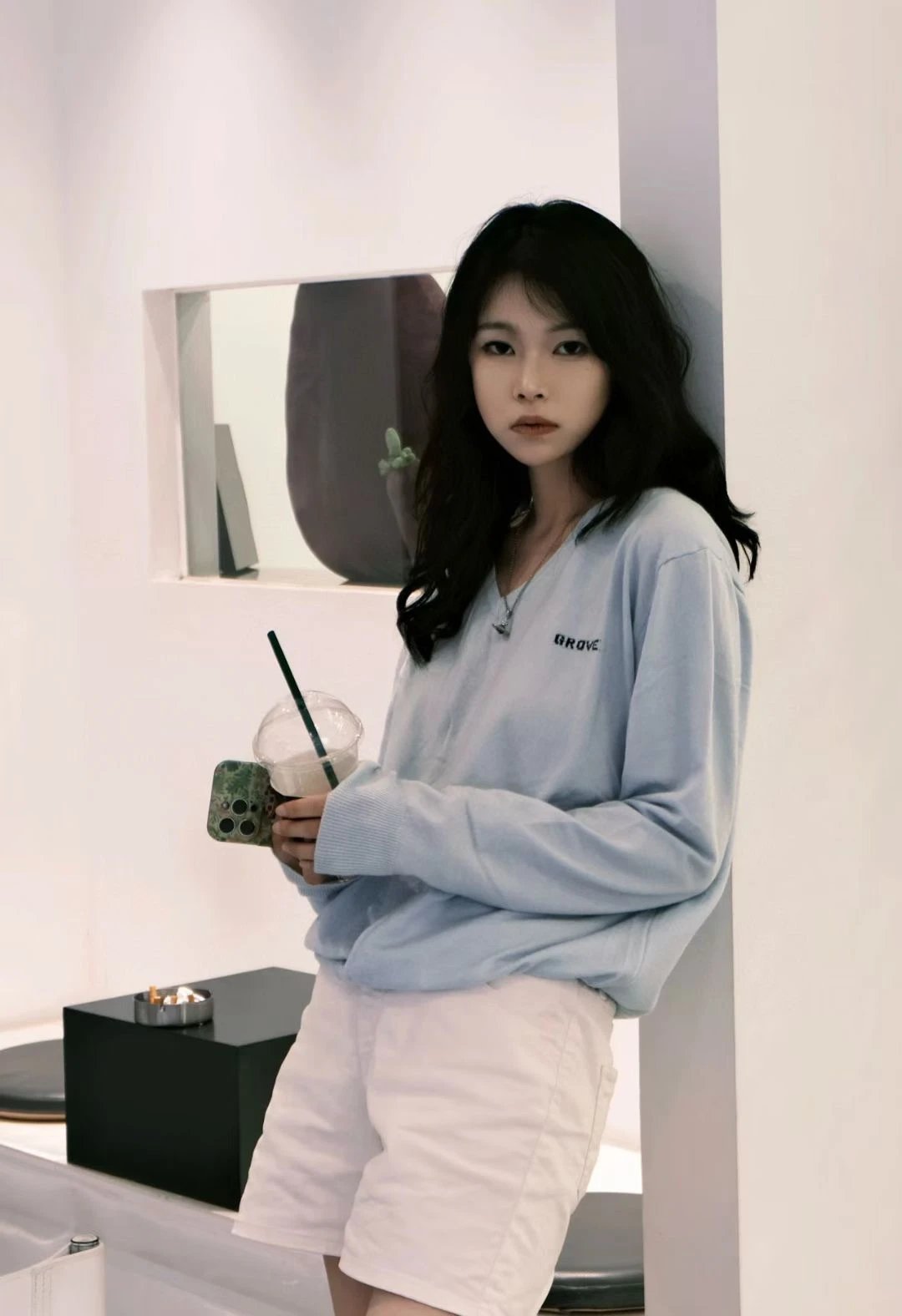 Grove V-Neck Knit Sweater Light Blue - 26