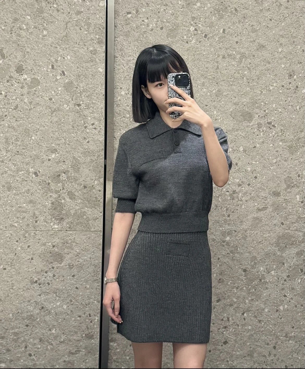 Hivy Knit Polo Shirt Gray Sweater - 5