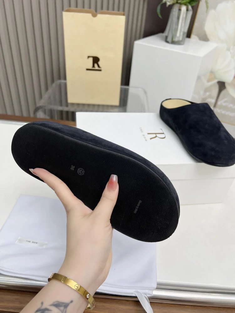 R Brand Wool-Blend Mule Slippers Charcoal Gray Slippers - 12