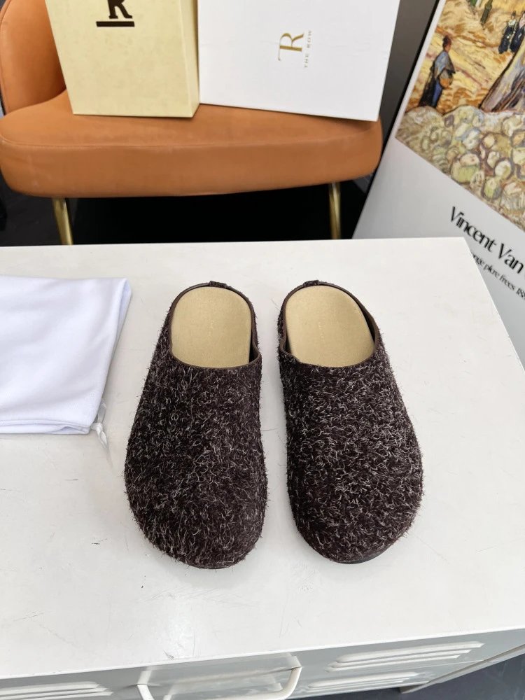 R Brand Wool-Blend Mule Slippers Charcoal Gray Slippers - 29