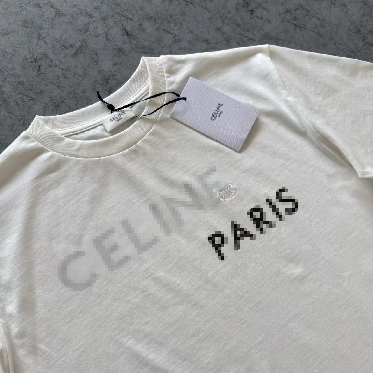 Celine Paris Pixel Print Off-White T-Shirt - 4