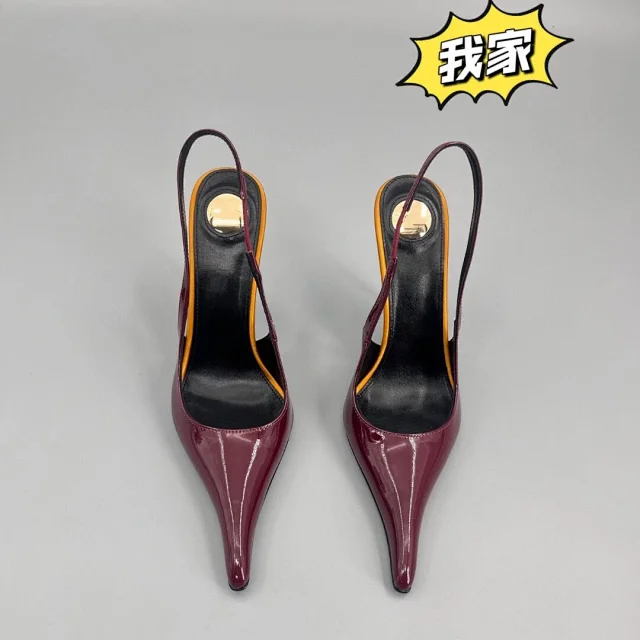 Unbranded High Heels Patent Leather Pointed-Toe Slingback Stiletto product detail image 4