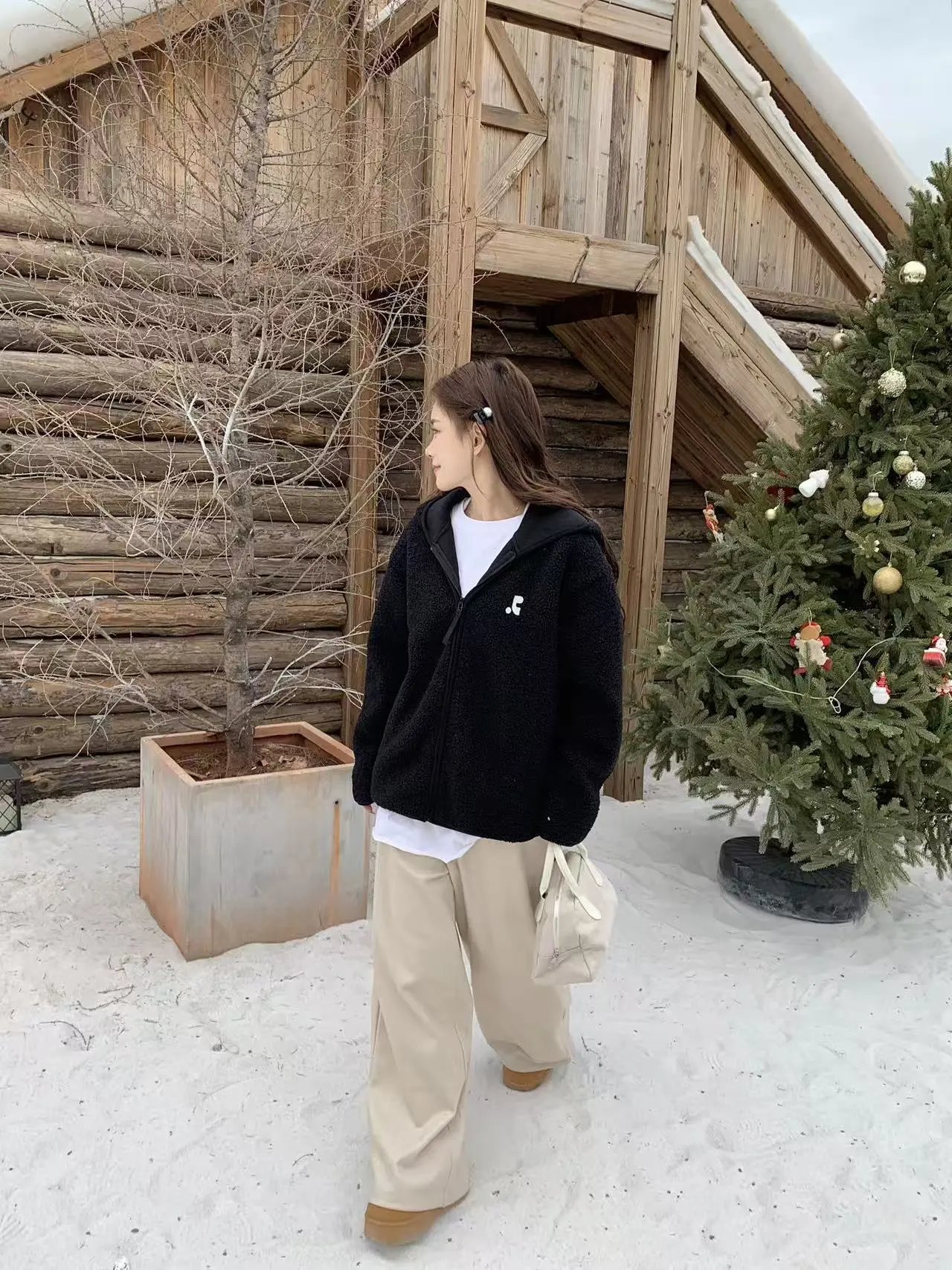 GRA Fleece Hoodie Beige Outerwear - 26