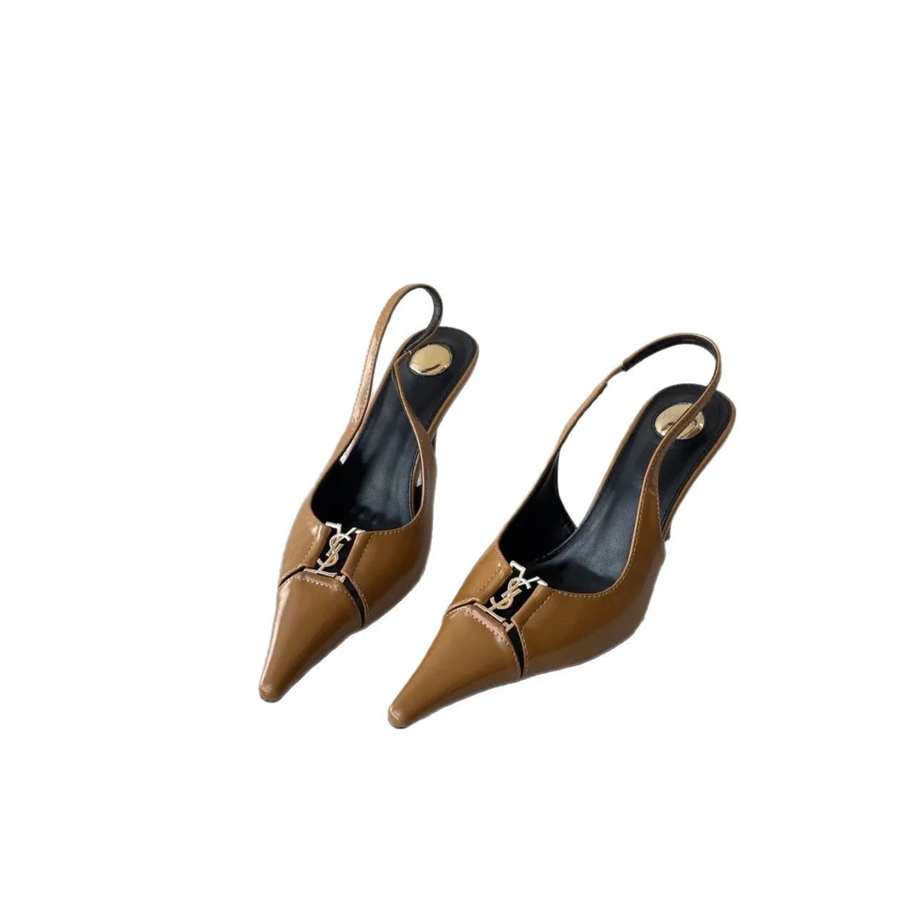 Saint Laurent High Heels Pointed-Toe Slingback Stiletto with YSL Monogram image 5