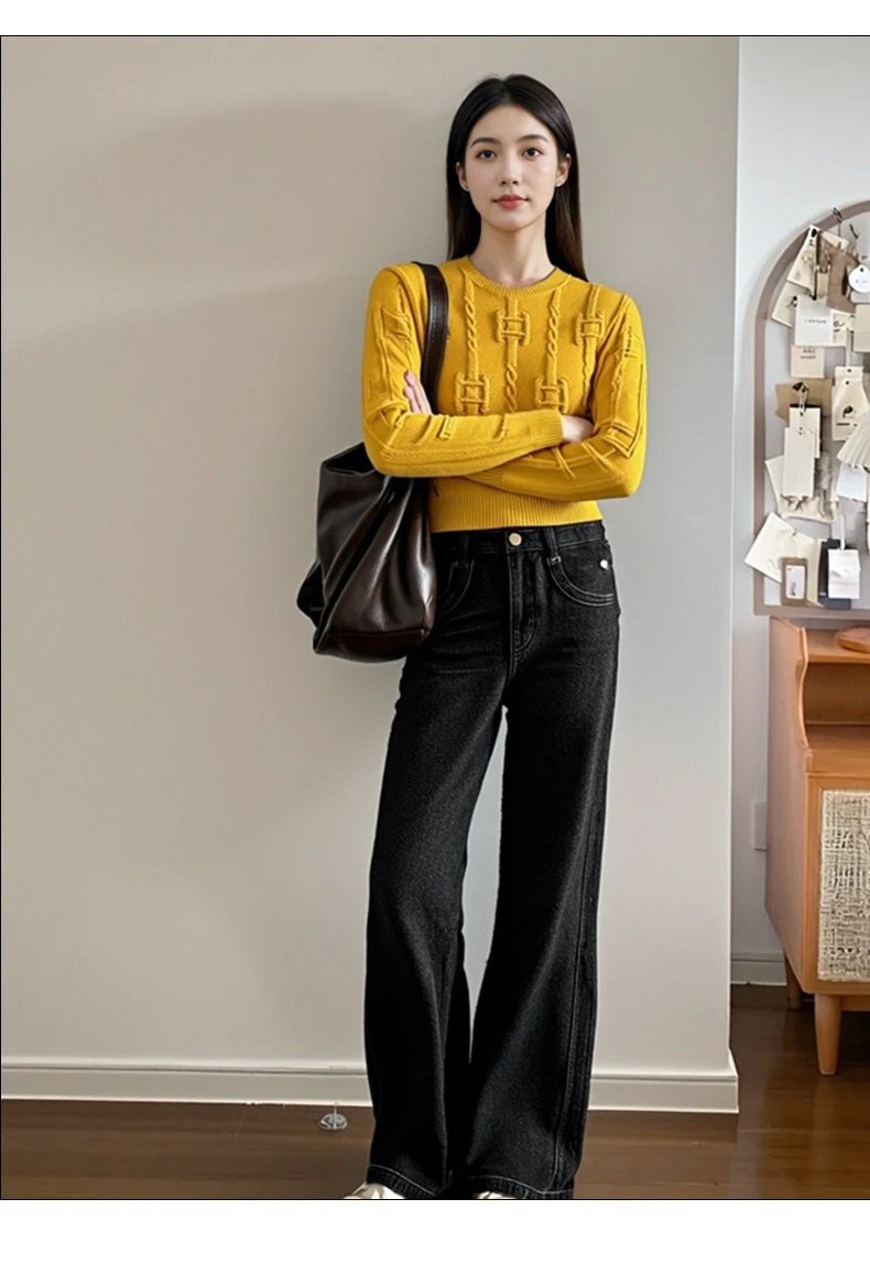 Off-White Cable Knit Cropped Sweater Yellow - 2