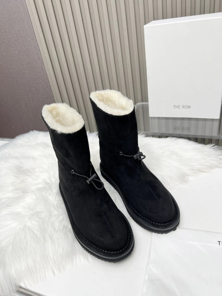 THE ROW Shearling-Lined Suede Ankle Boots Brown - 14