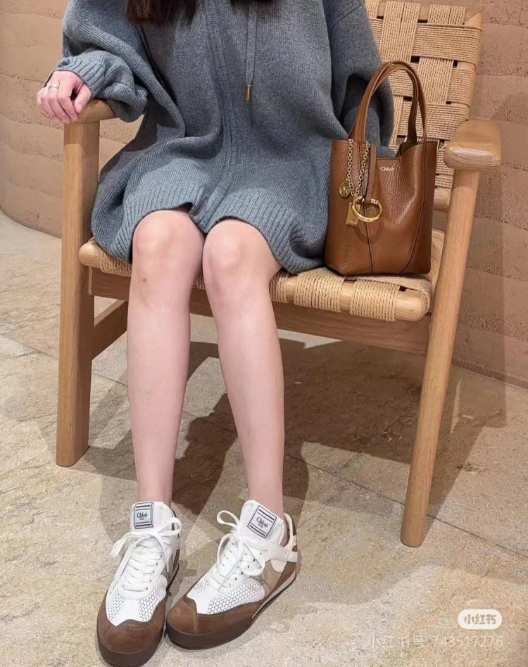 Chloé Tennis 1970 White and Gray Mesh Sneakers - 4