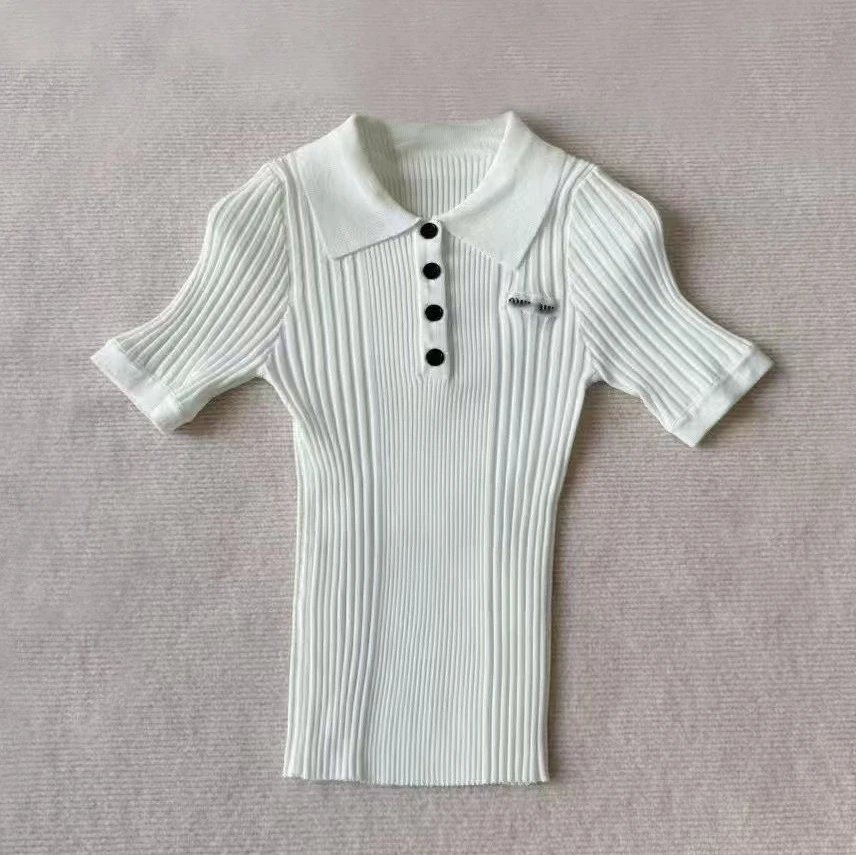 Off-White Ribbed Knit Polo Shirt in Blue - 2