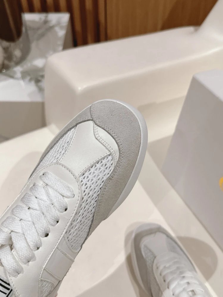 Chloé Tennis 1970 White and Gray Mesh Sneakers - 23