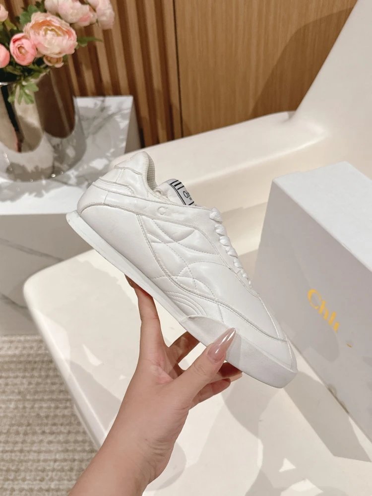 Chloé Tennis 1970 White and Gray Mesh Sneakers - 40