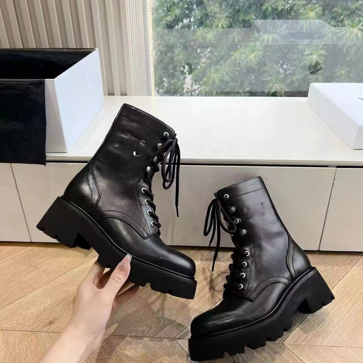 Unbranded Boots Lace-Up Ankle with Chunky Lug Soles image 2