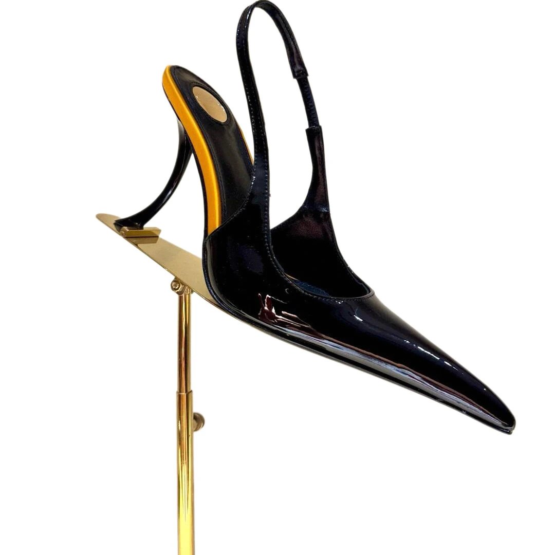 Unbranded High Heels Patent Leather Pointed-Toe Slingback Stiletto image 5