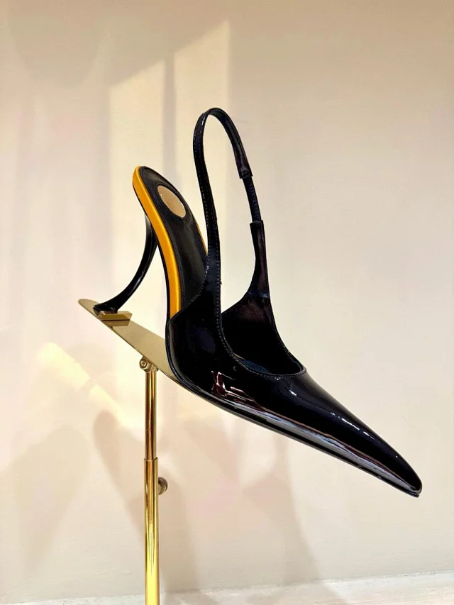 Unbranded High Heels Patent Leather Pointed-Toe Slingback Stiletto product detail image 6