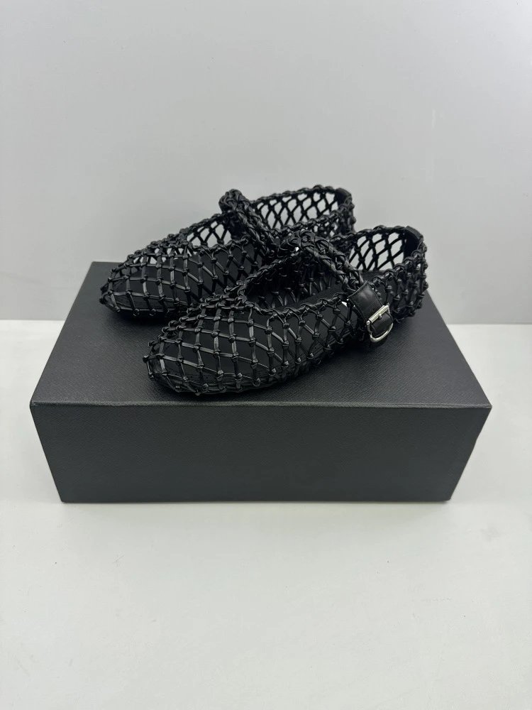 Maison Margiela Tabi Mesh Mary Janes Gold Shoes - 4