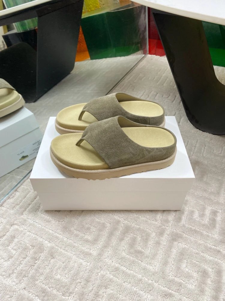Gallery Dept. Suede Slide Sandals Olive Green Slippers - 3