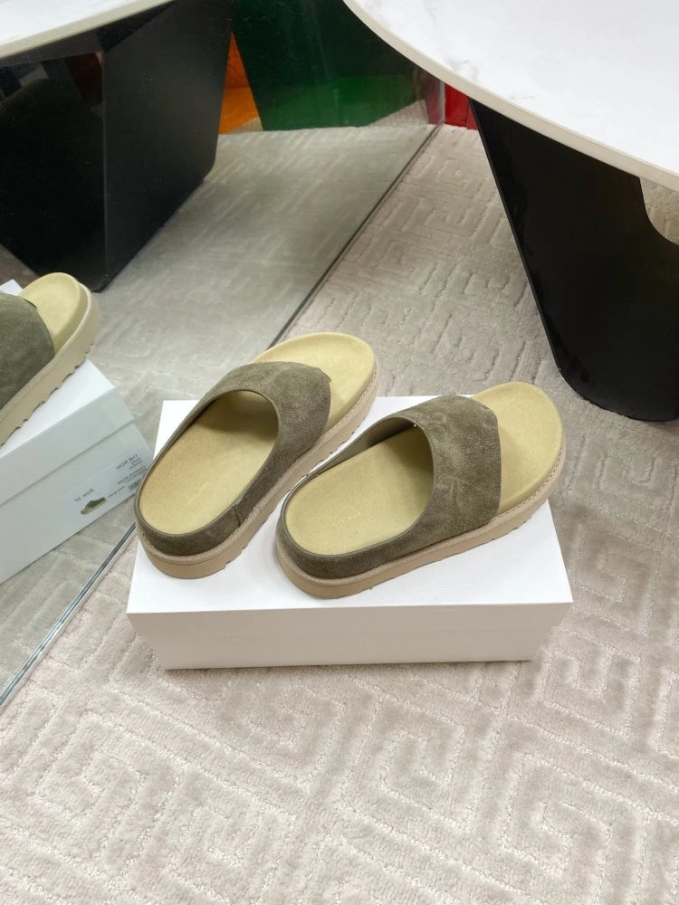 Gallery Dept. Suede Slide Sandals Olive Green Slippers - 5