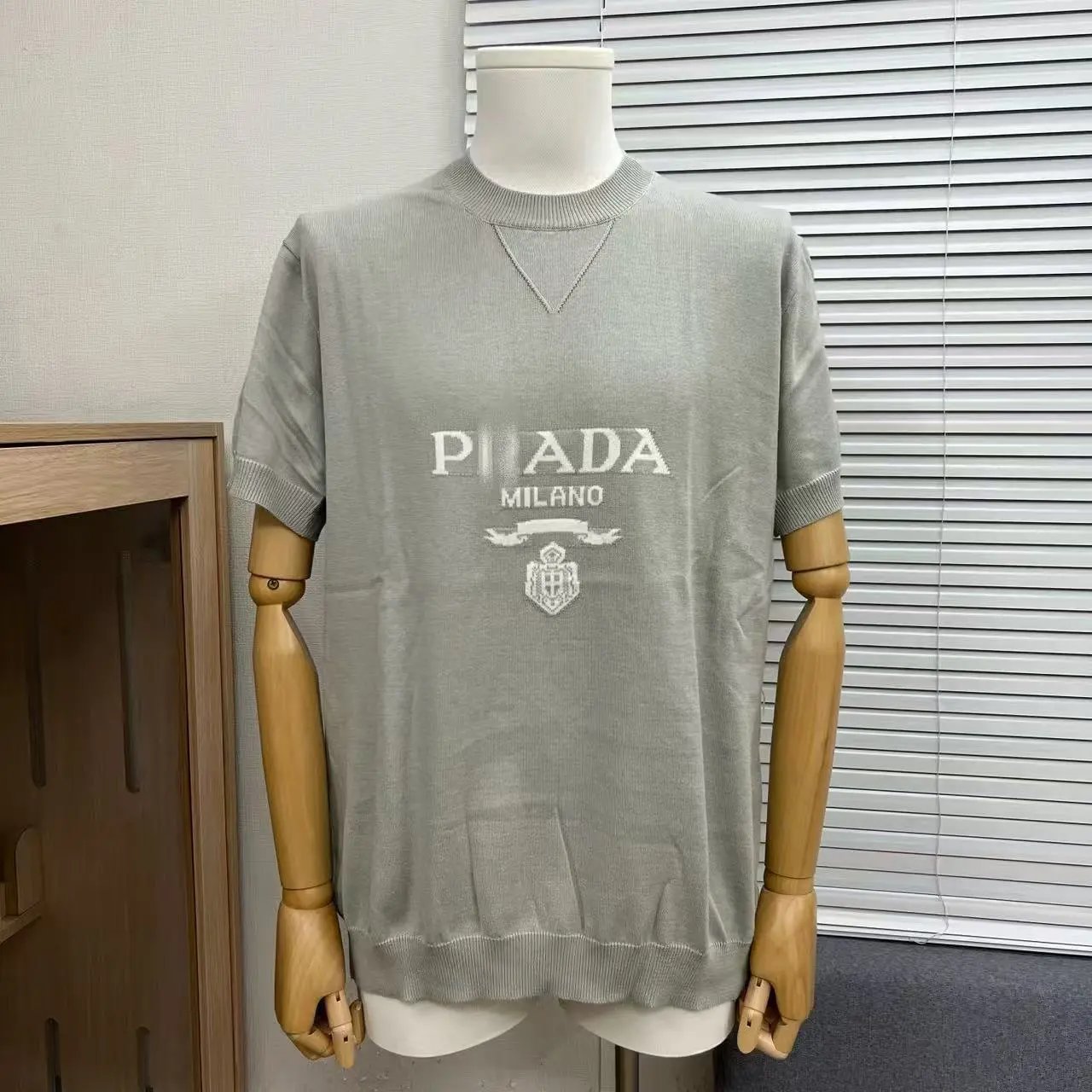 Prada Milano 1913 Raglan T-Shirt Gray/Black - 2