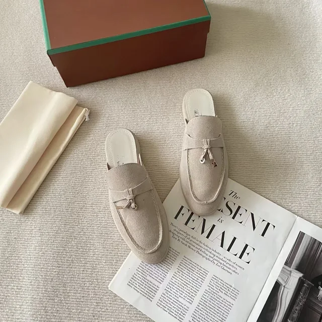Unbranded Slippers Closed-Toe Loafer Mules with Metal Charm product detail image 8