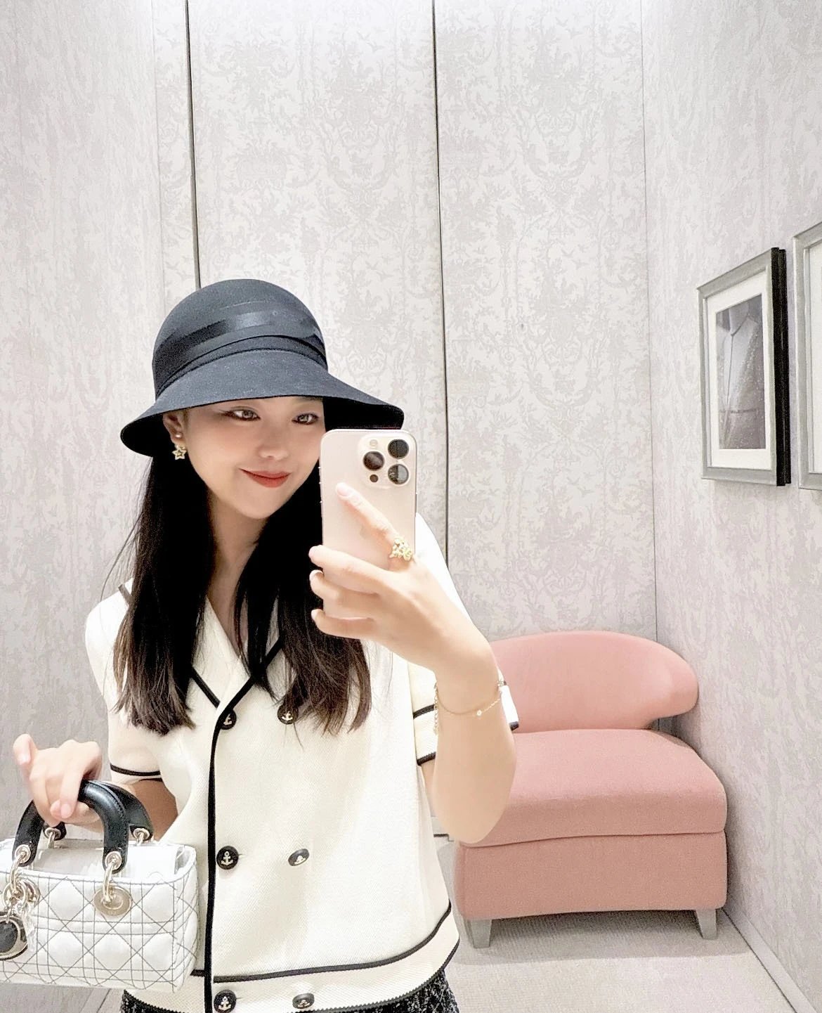 Nautical-Style Cropped Blazer White with Black Piping - 14