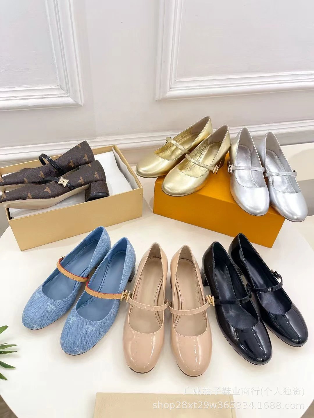 Louis Vuitton Mary Jane Slingbacks Light Blue Denim Block Heels - 10