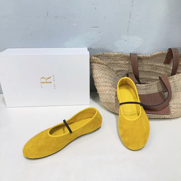 Loewe Flamenco Ballet Flats Light Gray Suede Shoes - 2