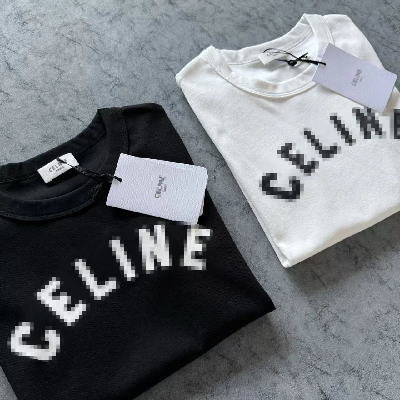 Celine Pixel Logo Black T-Shirt - 11
