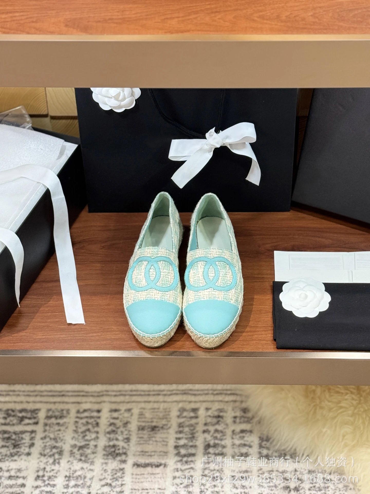 Chanel CC Logo Tweed Espadrille Loafers Gold Toe Women's Casual Shoes - 21