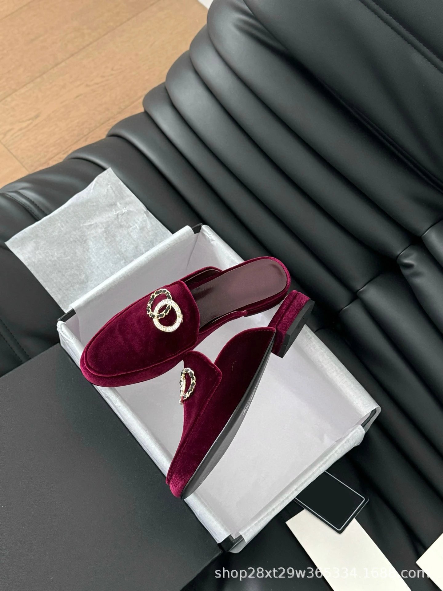 Versace Medusa Chain Loafers Black Velvet Loafers - 7