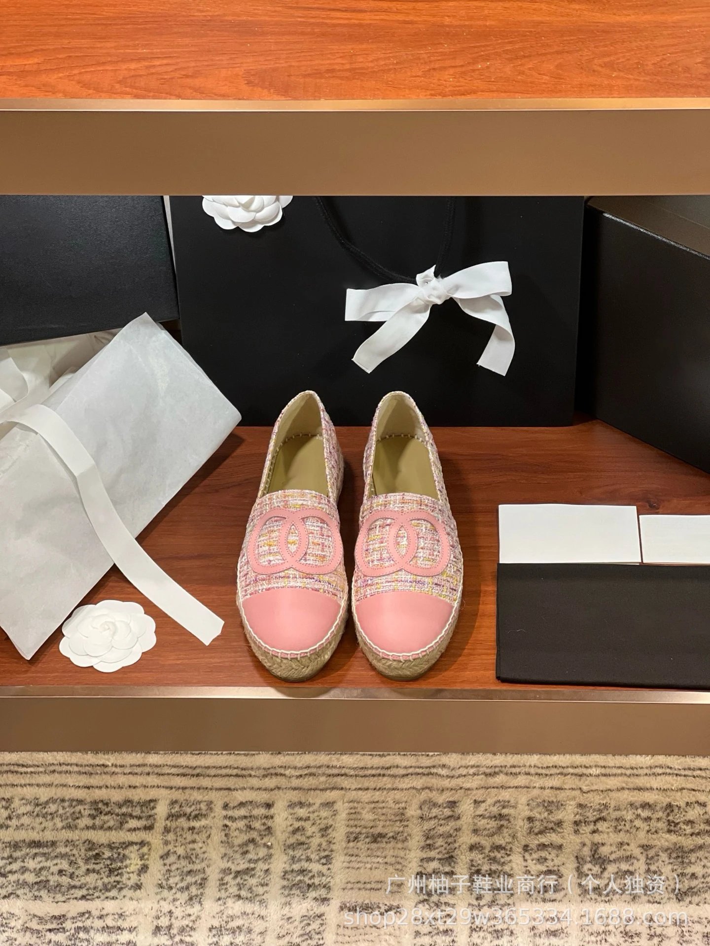 Chanel CC Logo Tweed Espadrille Loafers Gold Toe Women's Casual Shoes - 34