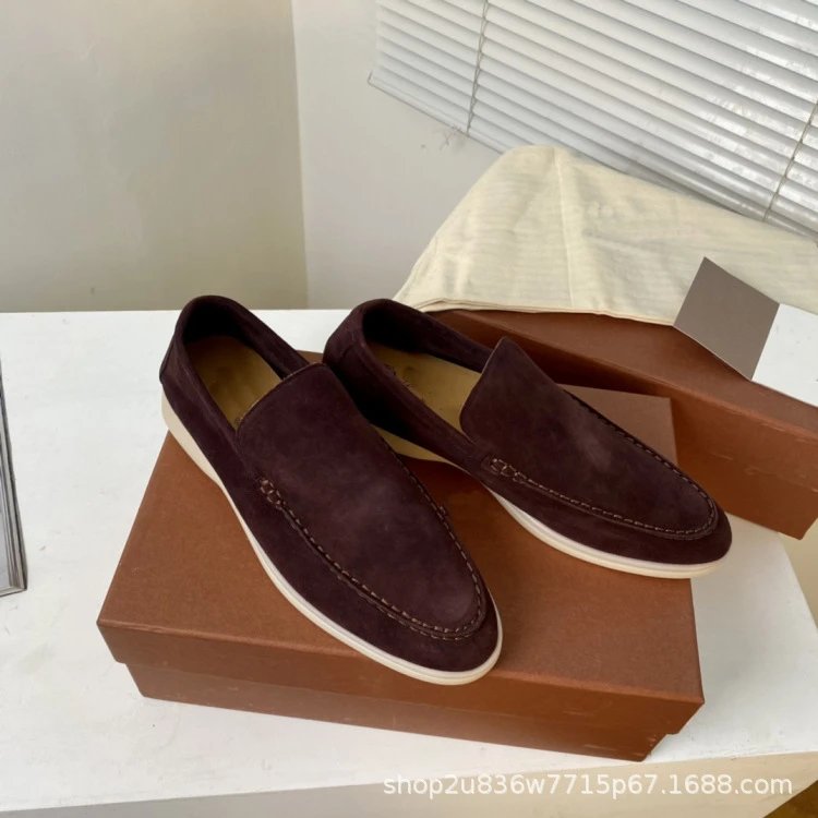 Design Suede Loafers Dusty Rose Casual Shoes - 25