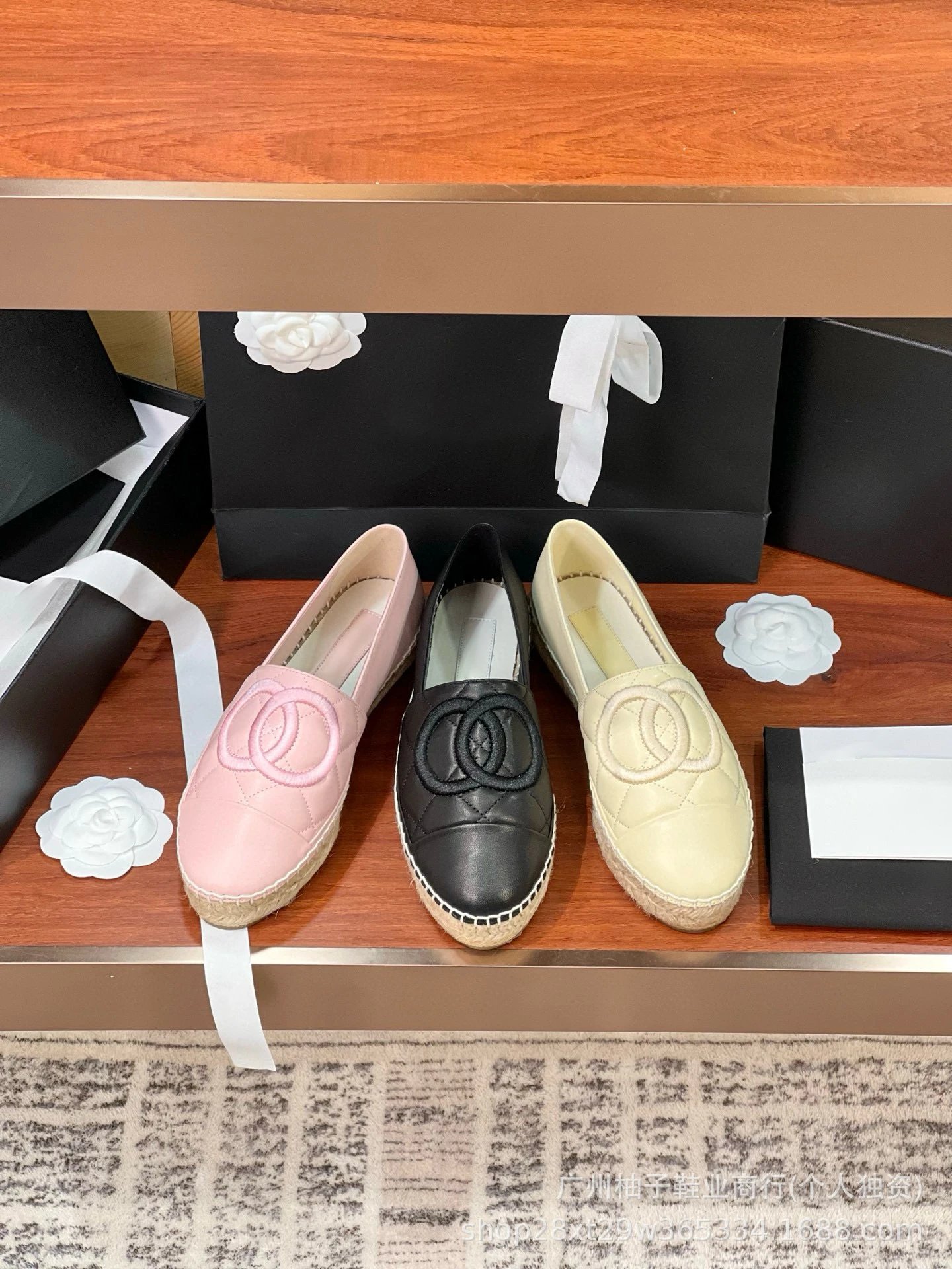 Chanel CC Logo Tweed Espadrille Loafers Gold Toe Women's Casual Shoes - 9