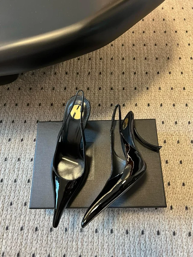 Unbranded High Heels Patent Leather Pointed-Toe Slingback Stiletto product detail image 9