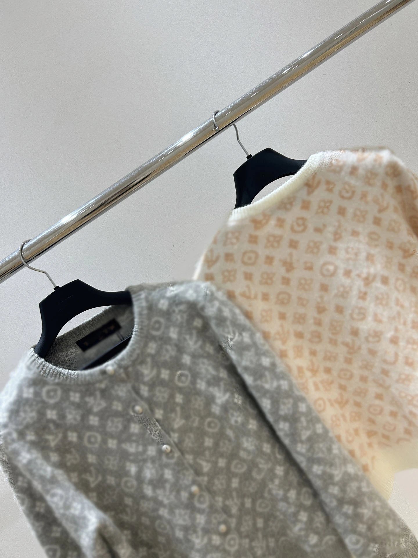 Louis Vuitton Monogram Knit Cardigan Beige Cream Sweater - 8