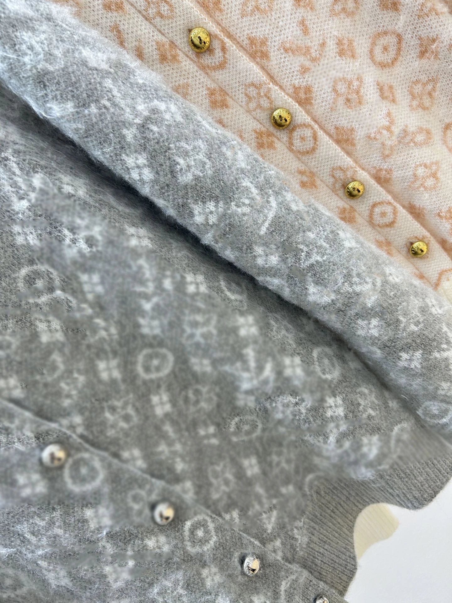 Louis Vuitton Monogram Knit Cardigan Beige Cream Sweater - 10
