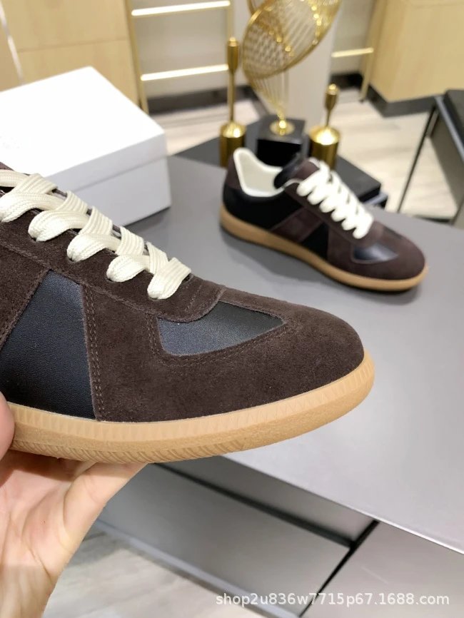 Maison Margiela Replica Sneakers Brown and Black Suede Leather Sneakers - 22
